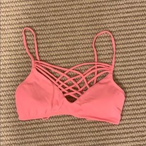 Pacsun LA Hearts Pink Criss Cross Bikini Top